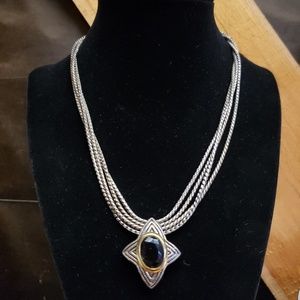 Vintage AVON Silver Necklace with CUT Gem